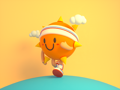 Morning Runner 3d character design happy illustration morning runner sun yellow