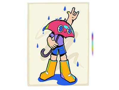 Rainy boy 2d adobe character characterdesign design happy illustration illustrator ipadpro procreate rain