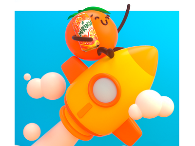 Naranja al infinito 3d c4d character characterdesign cinema design fly happy illustration mirinda naranja octane sky wacom