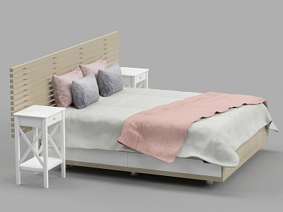 wood bed 3d