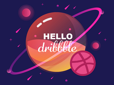 Hello Dribbble ! adobe illustrator debute debutshot design dribbble first design hello hello dribbble illustration motived space