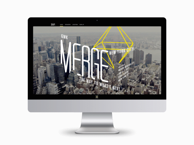 Merge conference site animation branding conference design gif identity layout logo motion type typography ui web web design