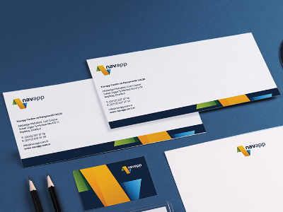 Navapp Branding - Envelope branding business card colorful dynamics identity logo n navapp