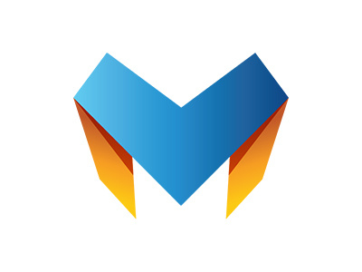 Mega Logo Design blue clean design letter logo m mega yellow