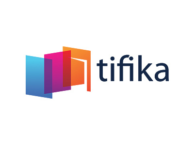 Tifika Logo blue certificate door education logo open orange pink rise stairs