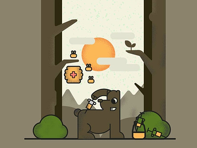 медведь dribbble pantone брендинг вектор графика дизайн иллюстрация концепция персонаж привет принт эскиз