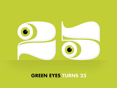 Quarter of a Century eyes green illustration type