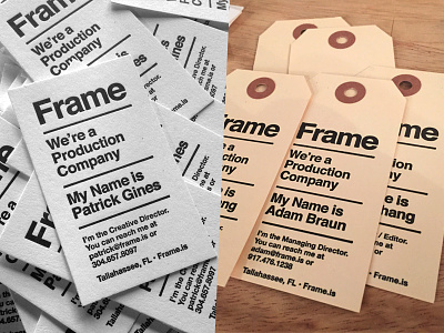 Frame Business Cards business cards cards letterpress tags