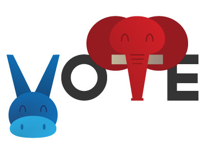 AIGA "Get Out the Vote" Poster (no texture) aiga character design donkey election elephant poster vote