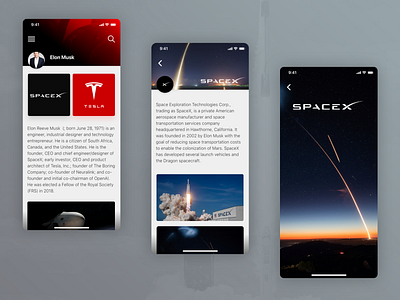 Elon Musk Tribute app design elon musk interface mobile app mobile app design spacex ui design ui designer uidesign ux ux design ux designer uxdesign