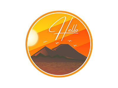 Hello Dribbble! debut first shot hello dribble illustration sunrise