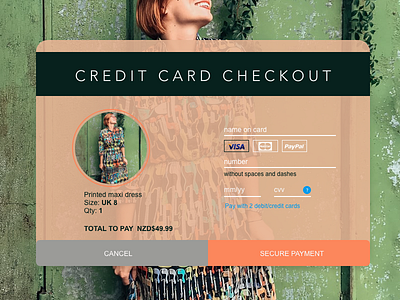 DailyUI 002 Credit card check out by radhika walia