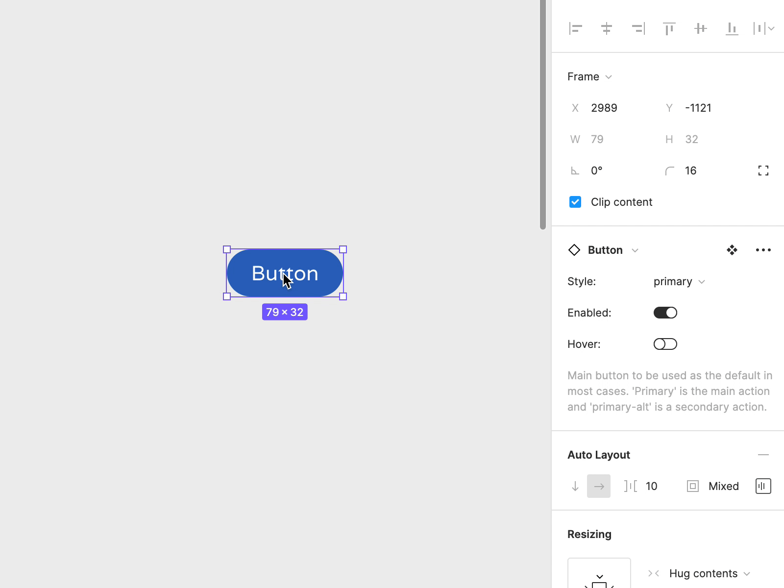 Button with auto layout and variants in Figma