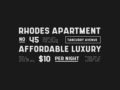 Rhodes Apartment Typography design typography vintage