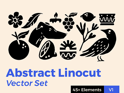 Abstract Linocut illustration linocut linoprint