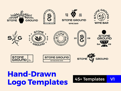Hand-Drawn Logo Templates hand drawn linocut linoprint logo logo templates templates