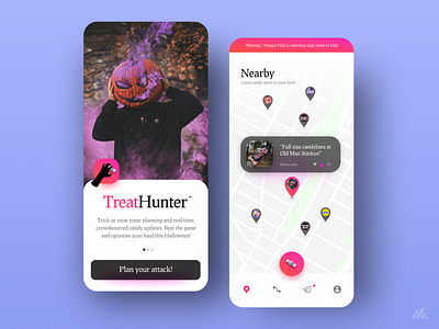 Treat Hunter Concept app branding design halloween interface mobile app mobile apps ui ux design visual design weekly weekly challenge weekly warm up weeklywarmup