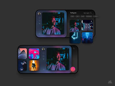 Landscape Dark Instagram Concept app branding dark ui design gallery instagram interface interface design mobile ui user experience ux ux design visual design