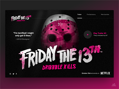 Friday the 13th - Dribbble Kills branding design desktop halloween interface scary typography ui ux design visual design web website