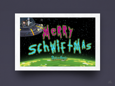 Merry Schwiftmas! branding card cartoon christmas card design holiday card illustration rickandmorty typography vector visual design warmup