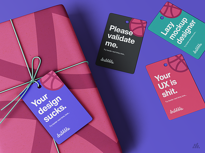 Merry Xmas Dribbble! branding design dribbble funny gift tag gift wrap gifts illustration packages packaging typography visual design warmup