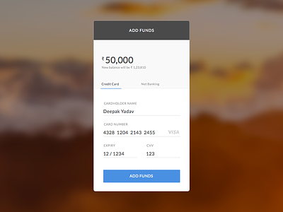 Add funds with credit card - Download template 002 add funds checkout credit card dailyui download money template