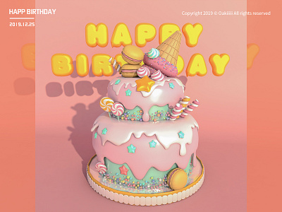 happy birthday c4d designs illustration 练习