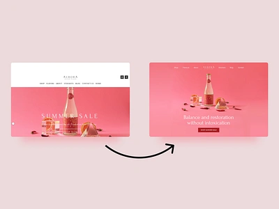 Redesigned Aurora Elixir’s Website beverage clean clean design clean ui drink drinks pink serif serif font serif fonts serifs web web deisgn web design web design agency web designer web development webdesign website website design