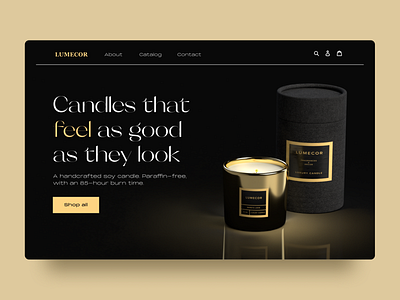Lumecor Candles Website Redesign black candle candle packaging candles clean clean design clean ui design ecommerce ecommerce design gold ui web web design webdesign website website design yellow