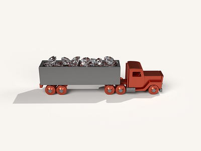 Toy truck transporting oversized diamonds 3d