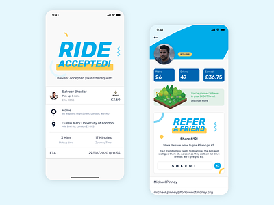 SKOOTRIDE – A ride hailing app app colorful design ios ridesharing ui ux