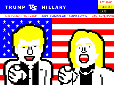 Trump vs Hillary Teletext design pixel teletext