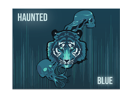 Blue Tiger 2d art adobe illustrator design digital drawing digital paint digital painting drop shadows ghost haunted horror horror art illustration skull tiger