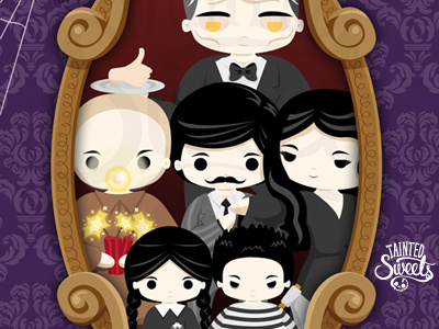 Addams Family Portrait addams family cute halloween illustration portrait vector