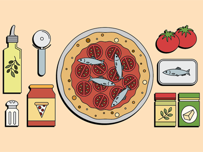 Grandmas Pizza geometric illustrator pizza sticker mule vector