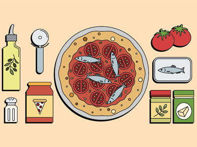 Grandmas Pizza - Updated geometric illustrator pizza sticker mule vector