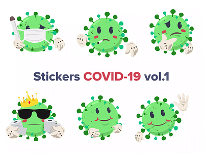 COVID-19 Animated Stickers 2d 2d animation ae animation art coronavirus covid 19 covid19 design lottie motion motion design quarantine stickers vector video virus