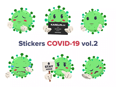 COVID-19 Animated Stickers vol.2 2d animation ae animation art coronavirus covid 19 design gif motion motion design quarantine stickers telegram video virus