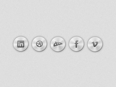 Follow Me Buttons button buttons dandelgrosso deviantart dribbble facebook follow grey linkedin links me silver social stainless steel vimeo