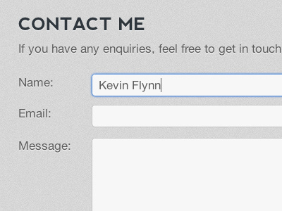 Contact Me Form box contact css3 form input me shadows text webkit