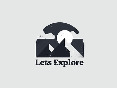 Lets Explore adventure branding cloud explore flat grit illustration landscape logo mark minimal minimalism mountain round scene shape shapes sun texture