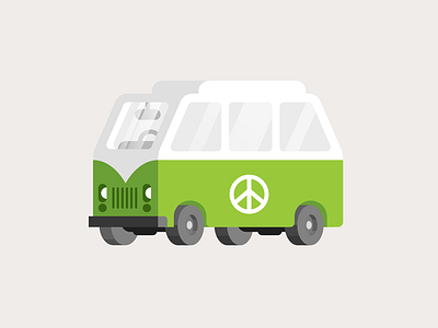 Hippy Van 2d bold car doodle flat fun icon illustration minimal peace sign vector vehicle