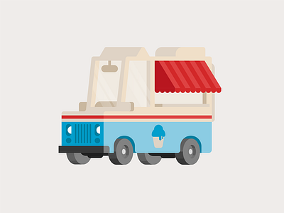 Ice Cream Truck 2d bold car doodle flat fun ice icon illustration logo simple truck van vector vehicle