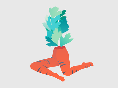 Carrot tights concept concept digital flat green illustration minimalistic orange surreal vector