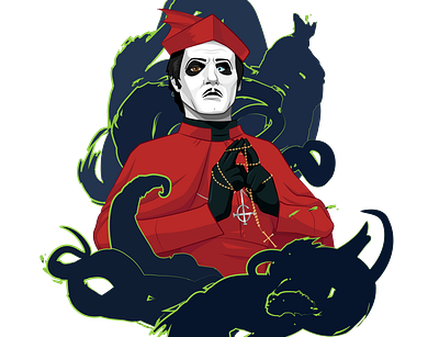 Cardinal Copia: Smoke and Rosary adobe illustrator cardinal cardinal copia design digital ghost ghostband illustration illustrator metal papa emeritus vector