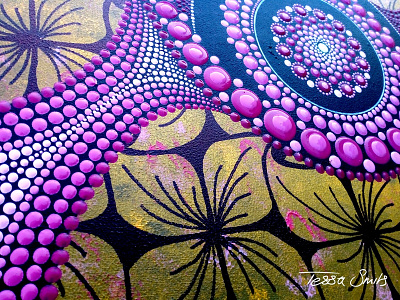 Abstract Dot Schilderij Inner Compass Tessa Smits Detail1 abstract abstract art acrylic contemporary dots lines mandala modern painting pattern sacred geometry zentangle
