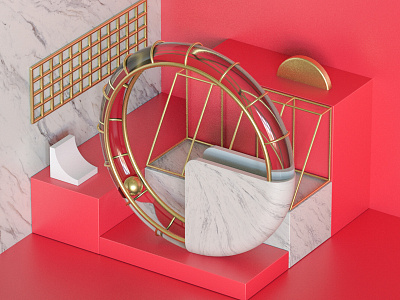 36 days of type - G 3d 3d art art art direction c4d cinema4d color design illustration interior red set design