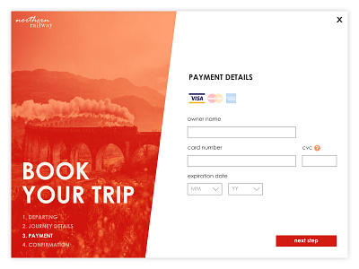 Railtour Company - Credit Card Checkout credit card checkout dailyui 002 payment form travel app ux ui webdesign