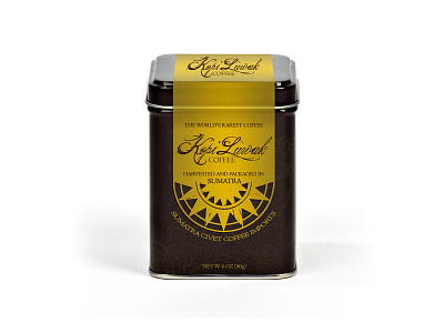 Kopi Luwak Packaging Tin Concept coffee design exotic gold kopi logo luwak luxurious natural package rare tin