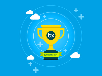 Startup of the Month Graphic blue cloud gold graphic illustration software startup startup of the month tech the cloud trophy vector